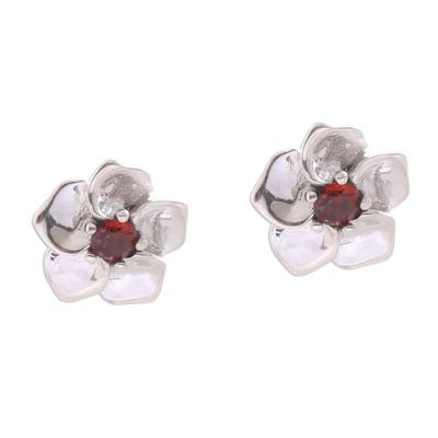 Alternate image for Floral Garnet Stud Earrings Crafted in Bali Jepun Soul