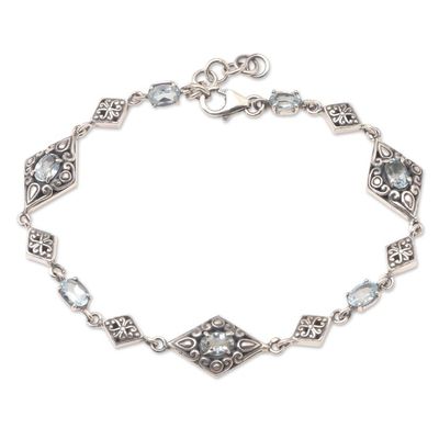 Alternate image for Sterling Silver and Blue Topaz Link Bracelet from Bali Blue Ice Caps