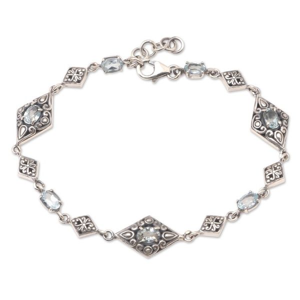 Alternate image for Sterling Silver and Blue Topaz Link Bracelet from Bali Blue Ice Caps