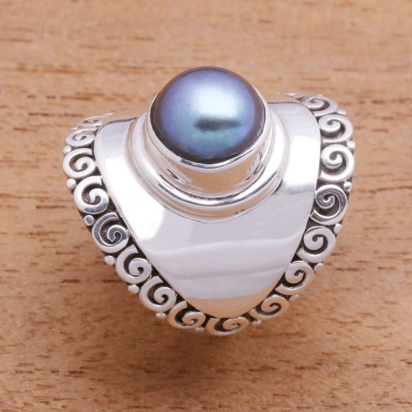 Alternate image for Peacock Cultured Pearl Cocktail Ring Crafted in Bali Mountaintop in Peacock