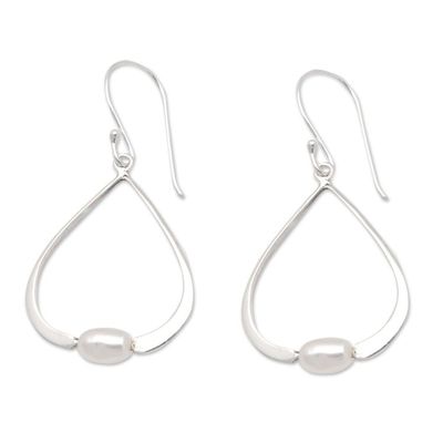 Alternate image for Modern Peach-Toned Cultured Pearl Dangle Earrings Ocean Core