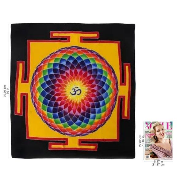 Alternate image for Om-Themed Batik Rayon Wall Hanging in Yellow from Bali Om Dream in Yellow