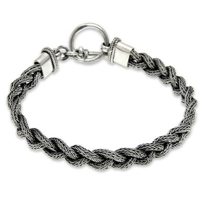 Alternate image for Mens Sterling 925 Silver Braided Bracelet Naga Braid