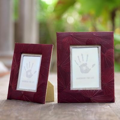 Alternate image for Handmade Natural Fiber Photo Frames 4x6 and 3x5 Autumn Spirit in Red