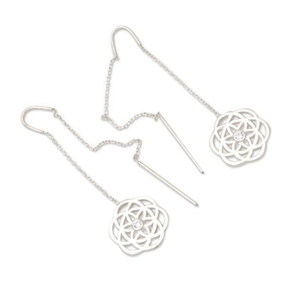 Alternate image for Chakra-Inspired Floral Threader Earrings with Cubic Zirconia Chakra Garden