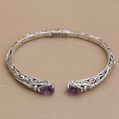 Alternate image for Sterling Silver Hinged Amethyst Cuff Bracelet from Bali Looking for You