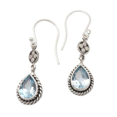 Alternate image for Sterling Silver and Blue Topaz Dangle Earrings Ice Blue Elegance