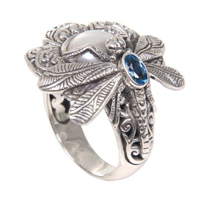 Alternate image for Cultured Pearl Cocktail Ring Dragonfly from Indonesia Rafflesia Flower