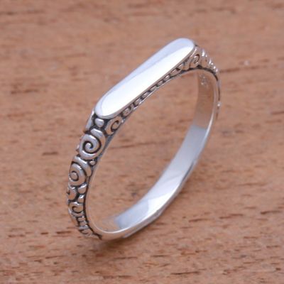 Alternate image for Swirl Pattern Sterling Silver Band Ring from Bali Intaglio Curls