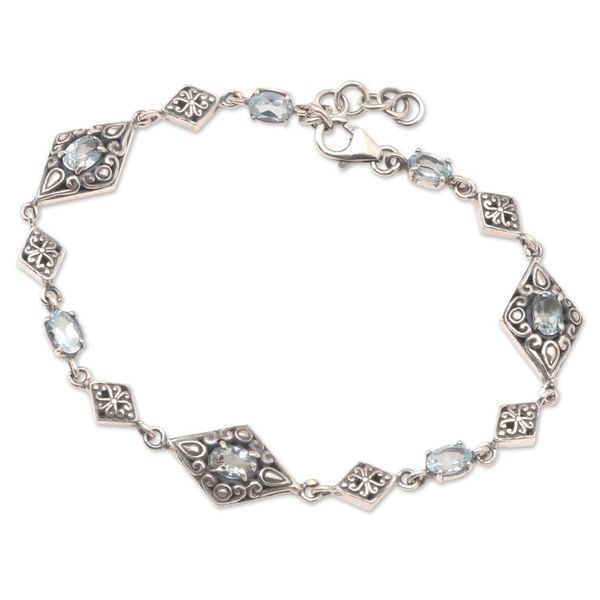 Alternate image for Sterling Silver and Blue Topaz Link Bracelet from Bali Blue Ice Caps