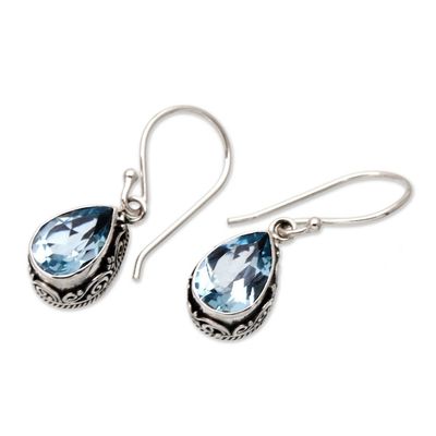 Alternate image for Four-Carat Blue Topaz Sterling Silver Dangle Earrings Serene Spring