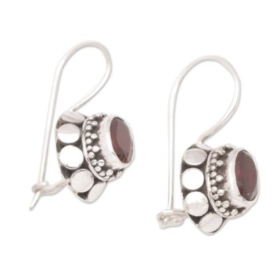 Alternate image for Sterling Silver Drop Earrings with One-Carat Garnet Stones Crimson Mirage