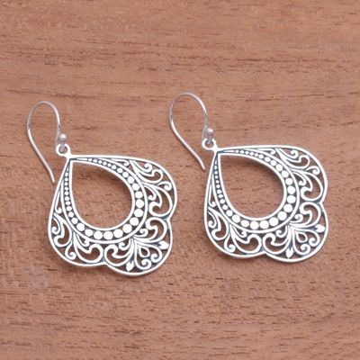 Alternate image for Patterned Sterling Silver Dangle Earrings from Bali Original Elegance
