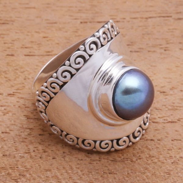 Alternate image for Peacock Cultured Pearl Cocktail Ring Crafted in Bali Mountaintop in Peacock
