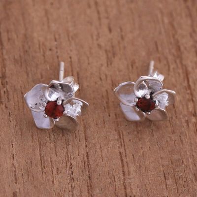 Alternate image for Floral Garnet Stud Earrings Crafted in Bali Jepun Soul
