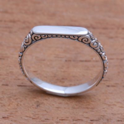 Alternate image for Swirl Pattern Sterling Silver Band Ring from Bali Intaglio Curls
