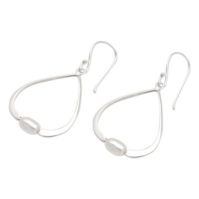 Alternate image for Modern Peach-Toned Cultured Pearl Dangle Earrings Ocean Core