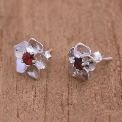 Alternate image for Floral Garnet Stud Earrings Crafted in Bali Jepun Soul