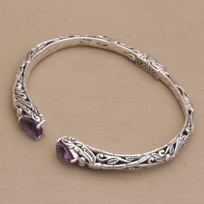 Alternate image for Sterling Silver Hinged Amethyst Cuff Bracelet from Bali Looking for You