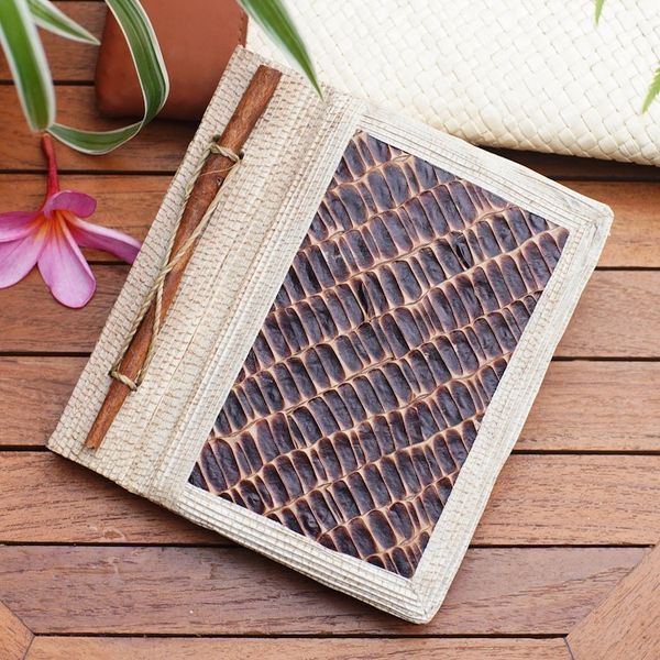 Alternate image for Eco-Friendly Natural Fiber Journal with Rice Straw Paper Brownstone