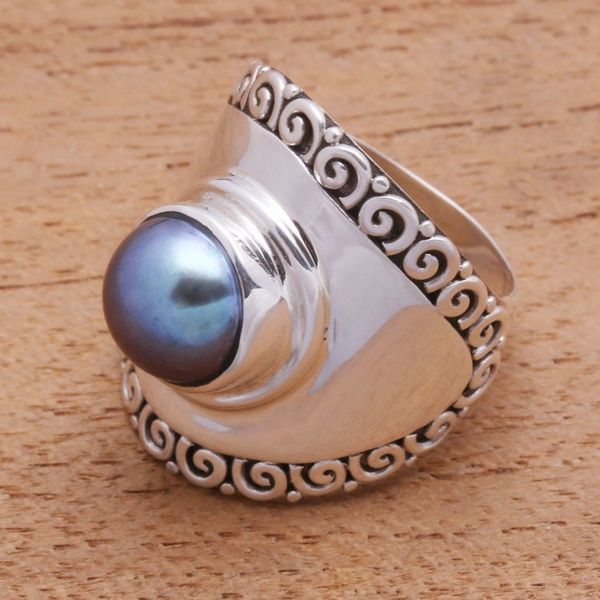Alternate image for Peacock Cultured Pearl Cocktail Ring Crafted in Bali Mountaintop in Peacock