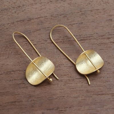 Alternate image for Modern 18k Gold Plated Sterling Silver Drop Earrings Urban Minimalism