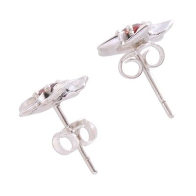 Alternate image for Floral Garnet Stud Earrings Crafted in Bali Jepun Soul