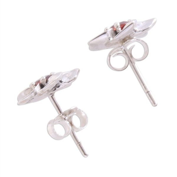 Alternate image for Floral Garnet Stud Earrings Crafted in Bali Jepun Soul