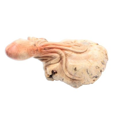 Alternate image for Hand Crafted Benalu Wood Octopus Sculpture Friendly Octopus