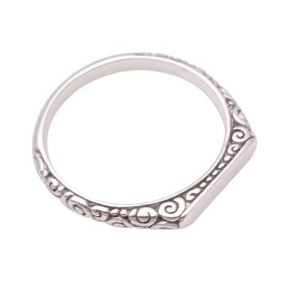 Alternate image for Swirl Pattern Sterling Silver Band Ring from Bali Intaglio Curls