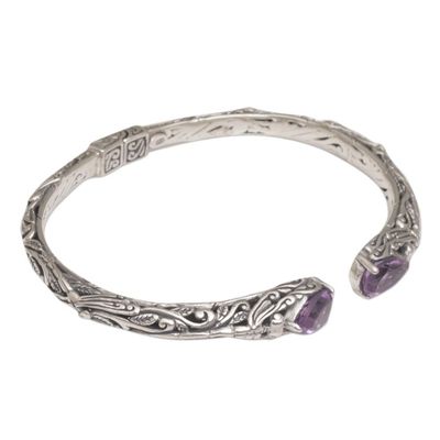 Alternate image for Sterling Silver Hinged Amethyst Cuff Bracelet from Bali Looking for You