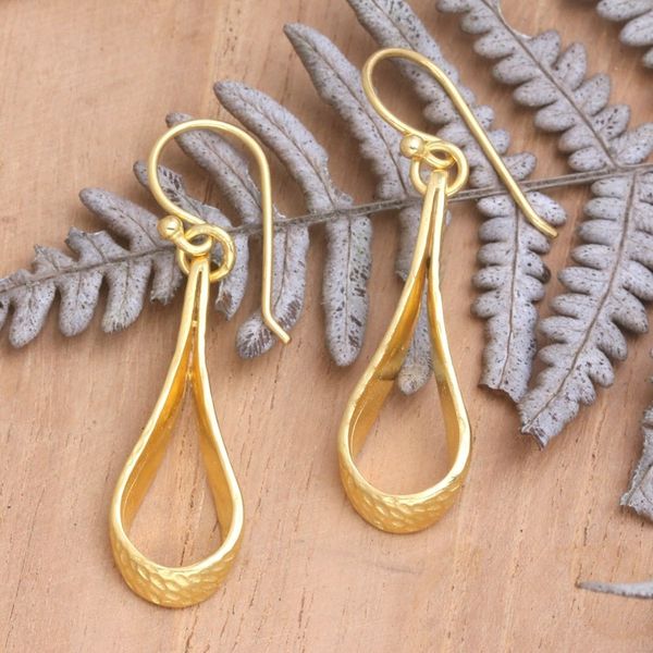Alternate image for Balinese 18k Gold-plated Modern Dangle Earrings Enchanting Style