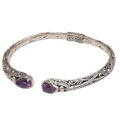 Alternate image for Sterling Silver Hinged Amethyst Cuff Bracelet from Bali Looking for You