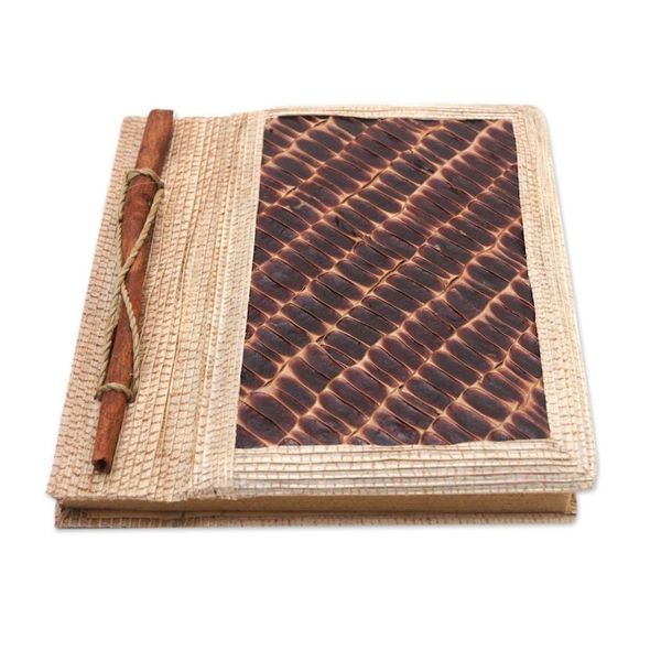 Alternate image for Eco-Friendly Natural Fiber Journal with Rice Straw Paper Brownstone