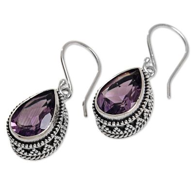 Alternate image for 925 Silver Earrings with Amethyst Total 8 Carats from Bali Sparkling Dew