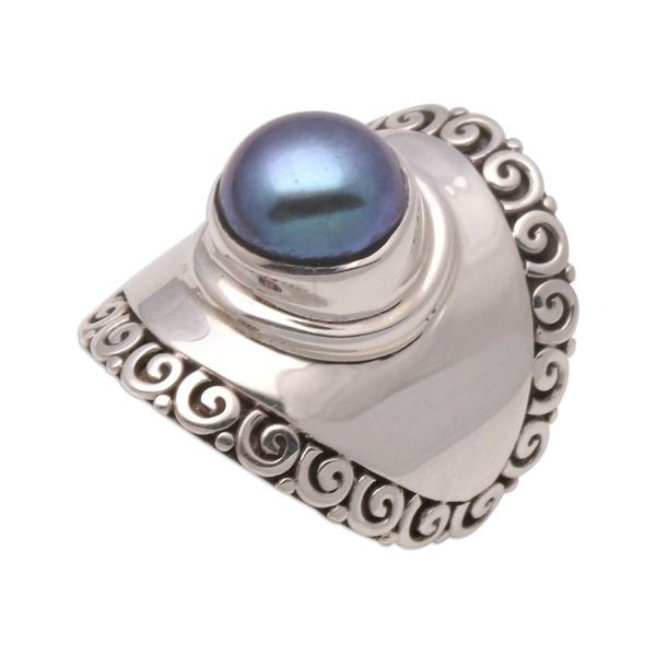 Alternate image for Peacock Cultured Pearl Cocktail Ring Crafted in Bali Mountaintop in Peacock