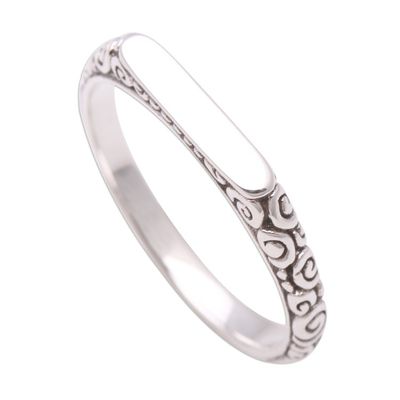 Alternate image for Swirl Pattern Sterling Silver Band Ring from Bali Intaglio Curls