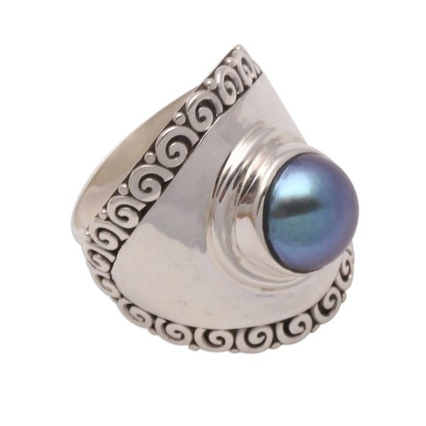 Alternate image for Peacock Cultured Pearl Cocktail Ring Crafted in Bali Mountaintop in Peacock