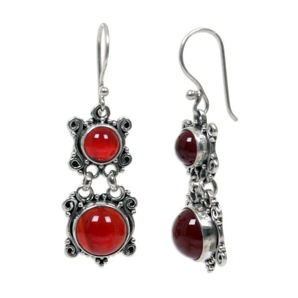 Alternate image for Carnelian Sterling Silver Dangle Earrings Radiant Queen