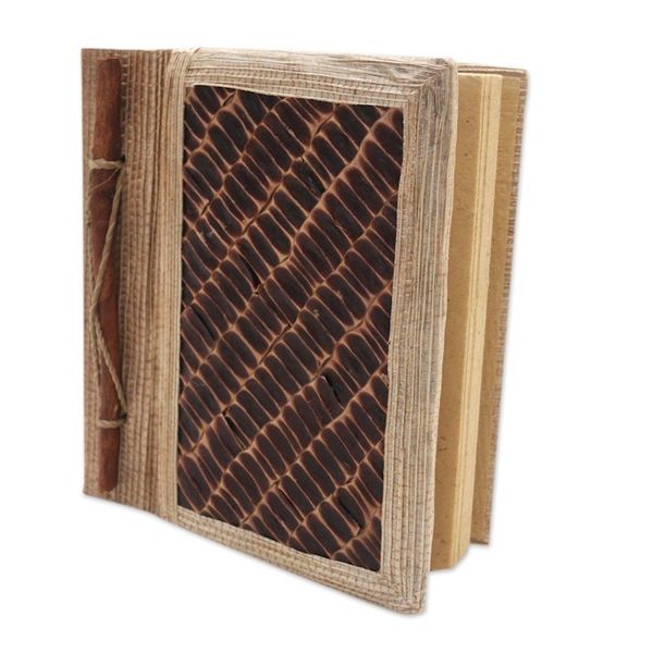 Alternate image for Eco-Friendly Natural Fiber Journal with Rice Straw Paper Brownstone