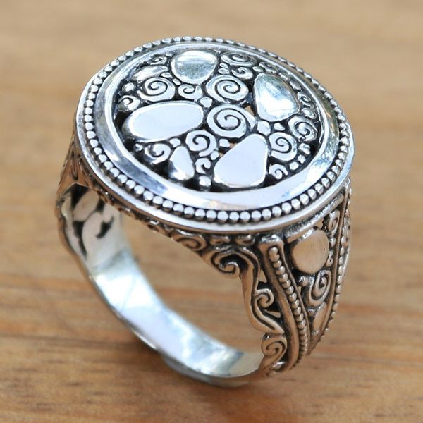 Alternate image for Contemporary Design Sterling Silver Cocktail Ring from Bali River Stones