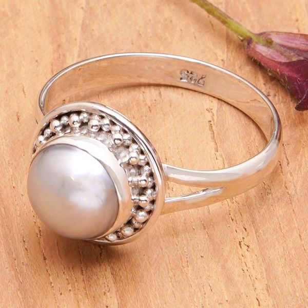 Alternate image for Sterling Silver Cocktail Ring with Grey Cultured Pearl Pearly Ocean
