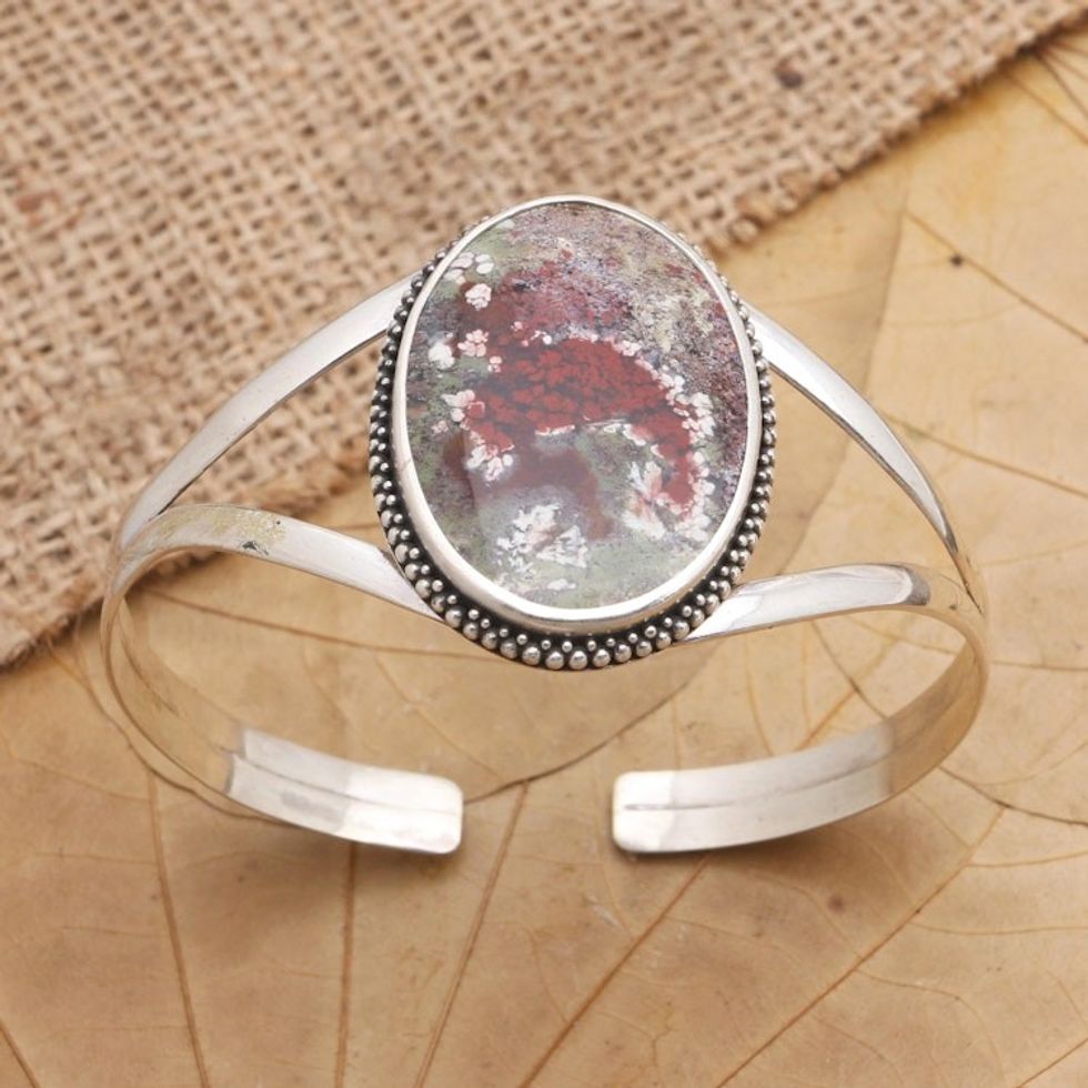 Sterling Silver and Agate Cuff Bracelet from Bali 'Supernatural Charm'