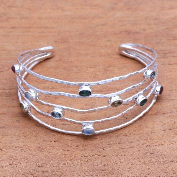 Alternate image for Multi-Gemstone Cuff Bracelet Crafted in Bali Flow of Stars