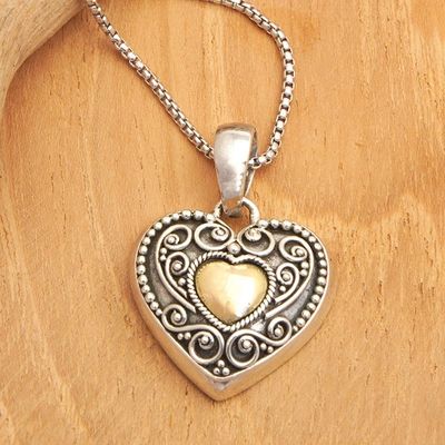 Alternate image for 18k Gold-Accented Heart-Shaped Pendant Necklace from Bali First Passion