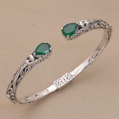 Alternate image for Balinese Green Quartz Sterling Silver Hinged Cuff Bracelet Looking for You