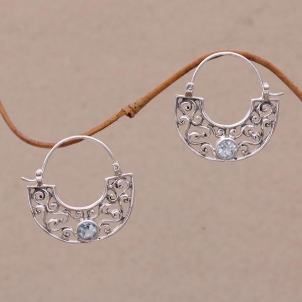 Alternate image for Handcrafted Sterling Silver and Blue Topaz Earrings Blue Jasmine