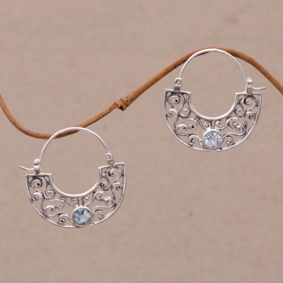 Handcrafted Sterling Silver and Blue Topaz Earrings 'Blue Jasmine'