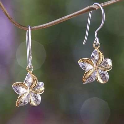Alternate image for Sterling Silver Earrings with Gold Accent Golden Frangipani