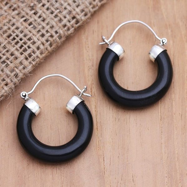 Alternate image for Hand Crafted Sterling Silver Hoop Earrings True Courage